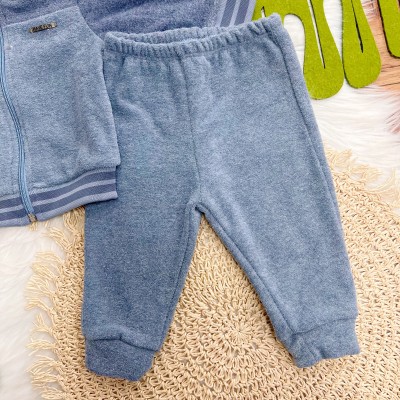Conj. Jaqueta e Calça em Fleece - Azul Jeans